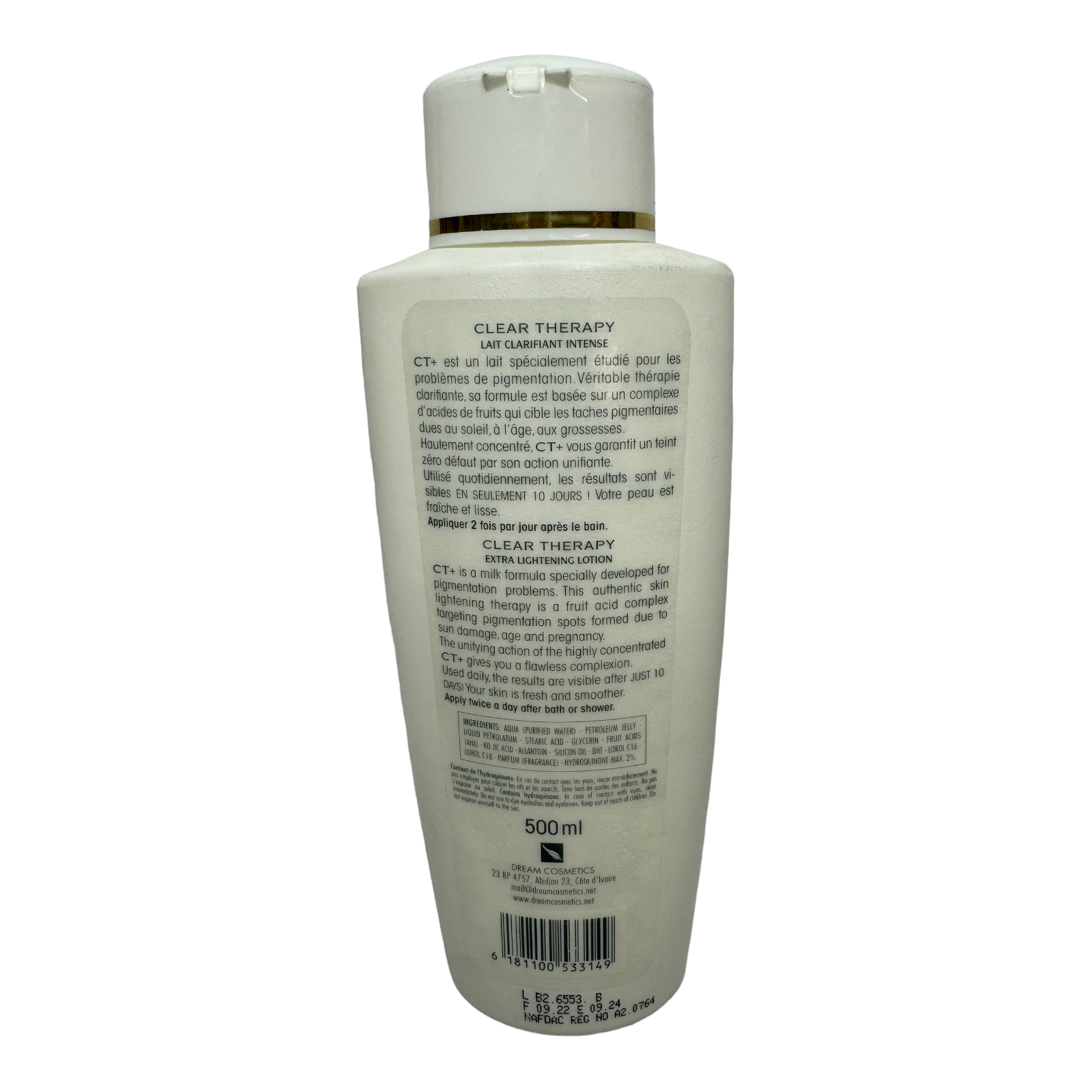 CT+ EXTRA LIGHTENING LOTION 500 ML - obrazek 2