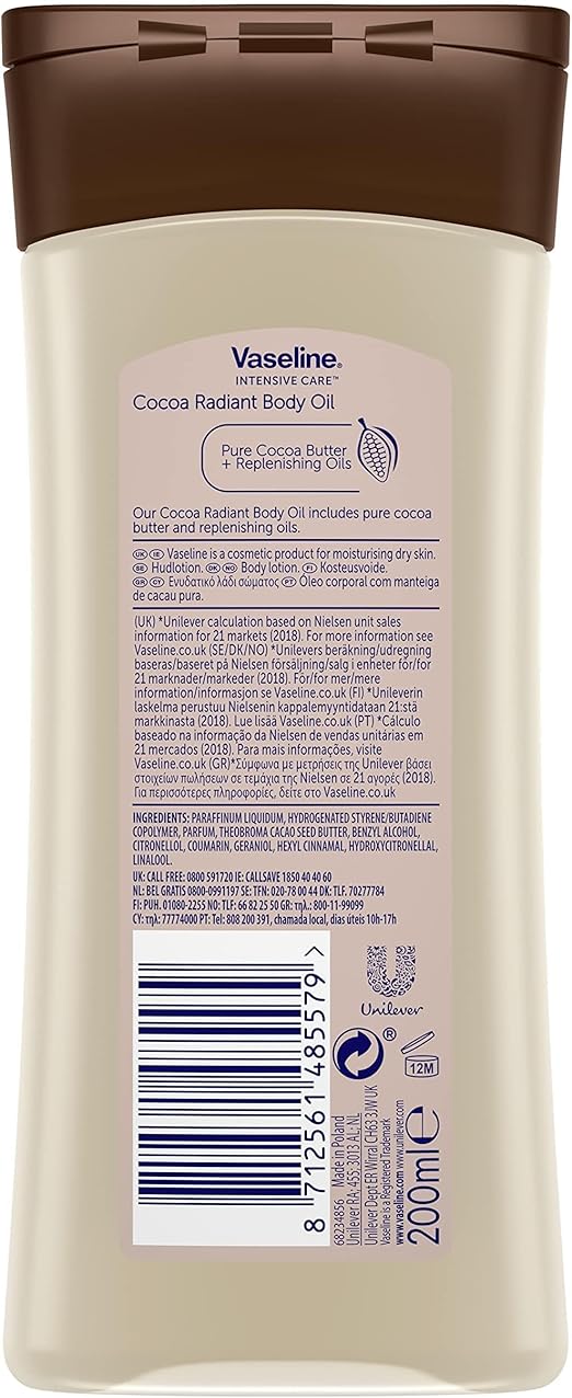 Vaseline Cocoa radiant BODY OIL 200ml - obrazek 2